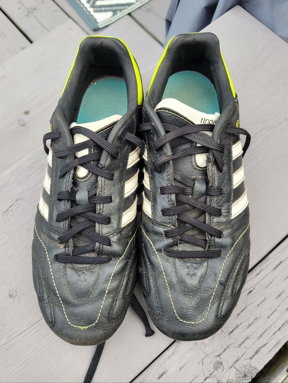 adidas Men’s Black & White Athletic Soccer Shoes with Neon Yellow Trim